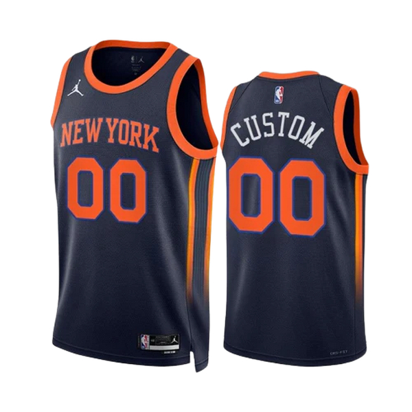 New York Knicks Trikot Benutzerdefinierte Jordan 2022-23 Statement Edition Navy Swingman - Herren